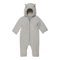 Huttelihut Allie baby suit w/ears wool fleece - Light Grey